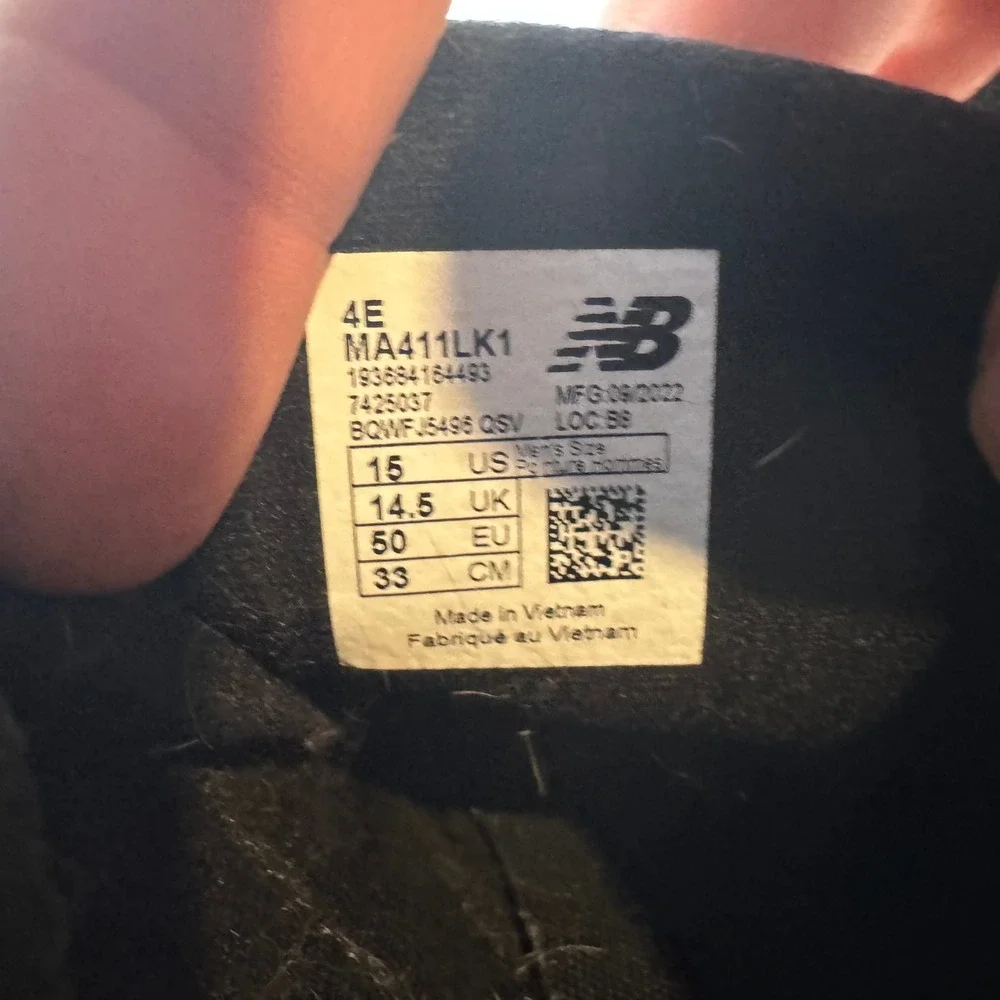 New Balance 411 Comfort Ride Men 15 4E Extra Wide Black Walking Shoes MA411LK1